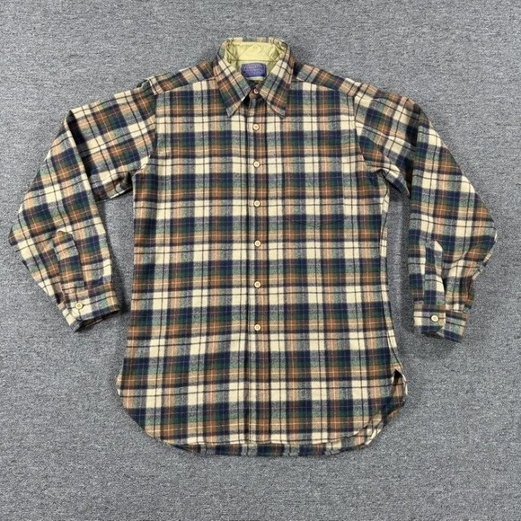 ["Pendleton"] Other - Vintage Pendleton Shirt Jacket Mens Medium Plaid Wool Flannel Quilted Neck